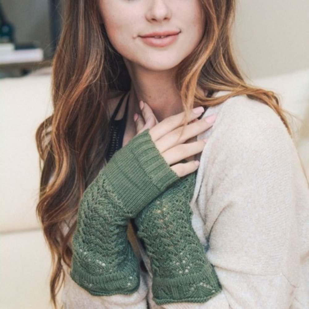 Sage Crochet Knit Arm Warmers